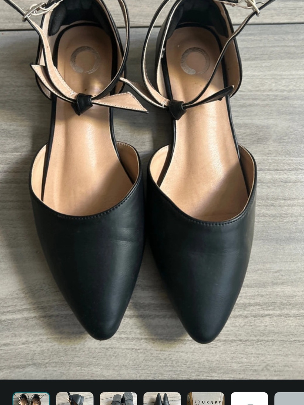 Journee Collection Black Pointed-Toe Ankle-Strap Flats